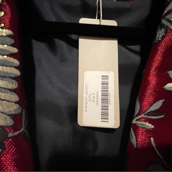 Roman USA MAROON BROCADE PRINT STRETCHED CUFF BLAZER (NWT) Size 6 - Picture 8 of 12
